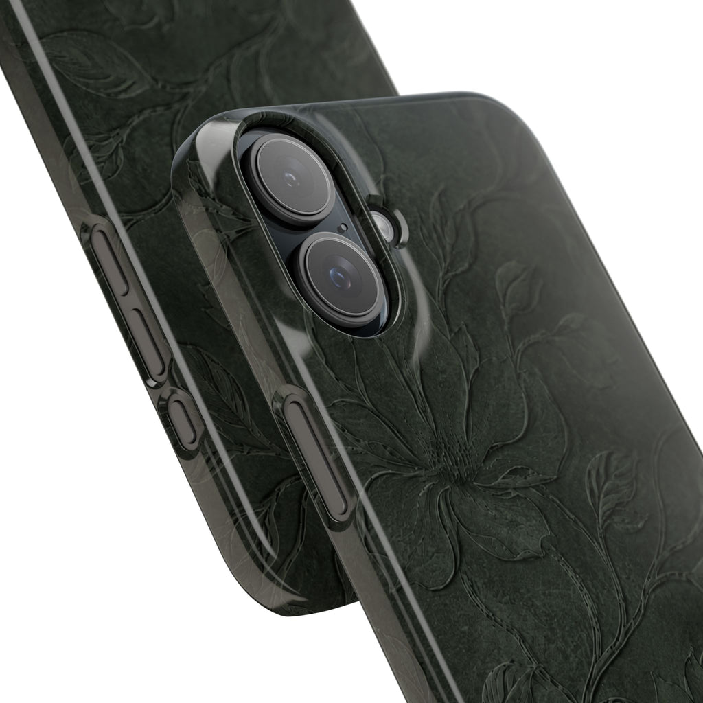 Dark Olive Floral Texture Snap Case