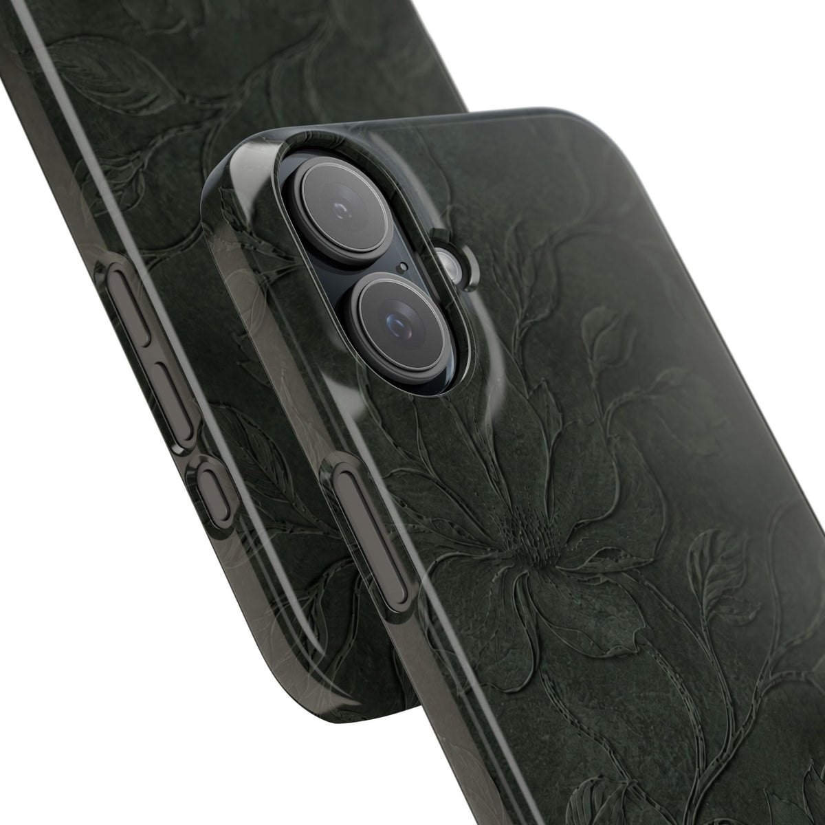 Dark Olive Floral Texture Snap Case