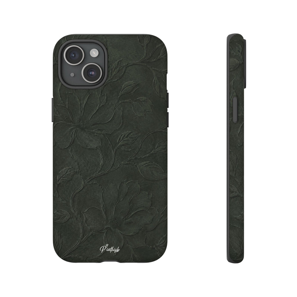 Dark Olive Floral Texture Tough Case
