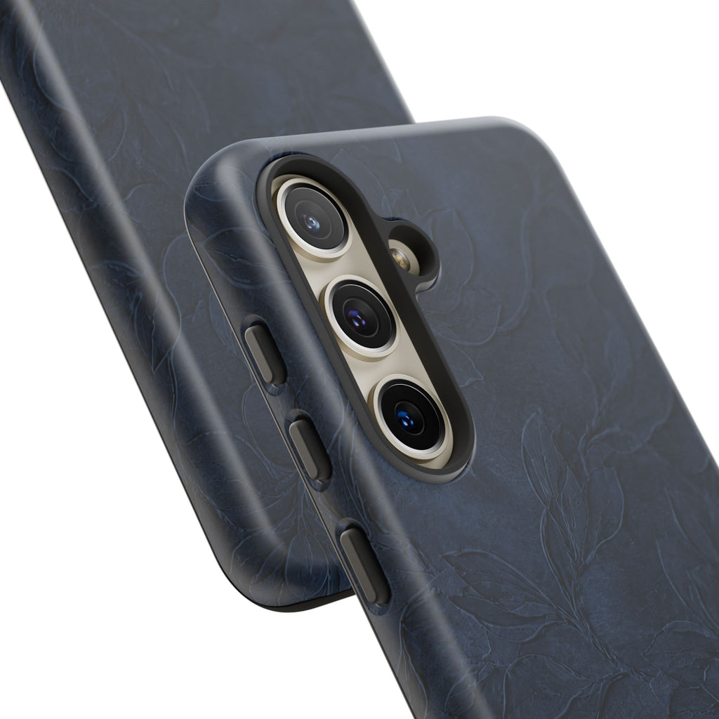 Navy Floral Textured Tough Case