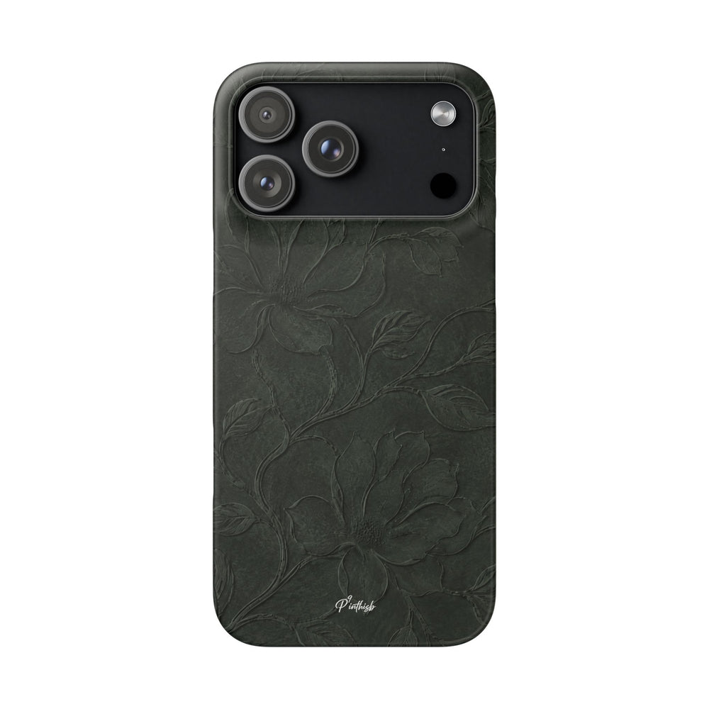 Dark Olive Floral Texture Snap Case