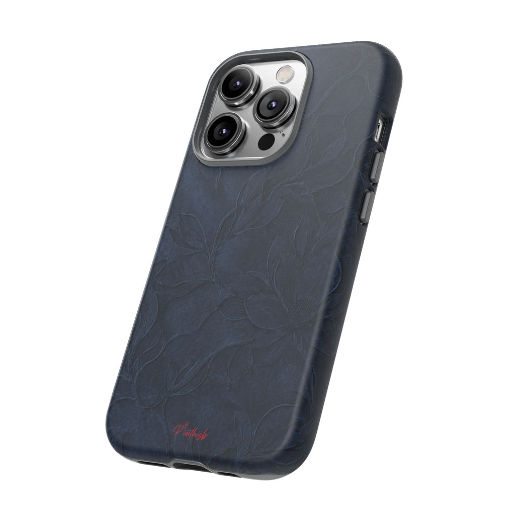 Navy Floral Textured Tough Case