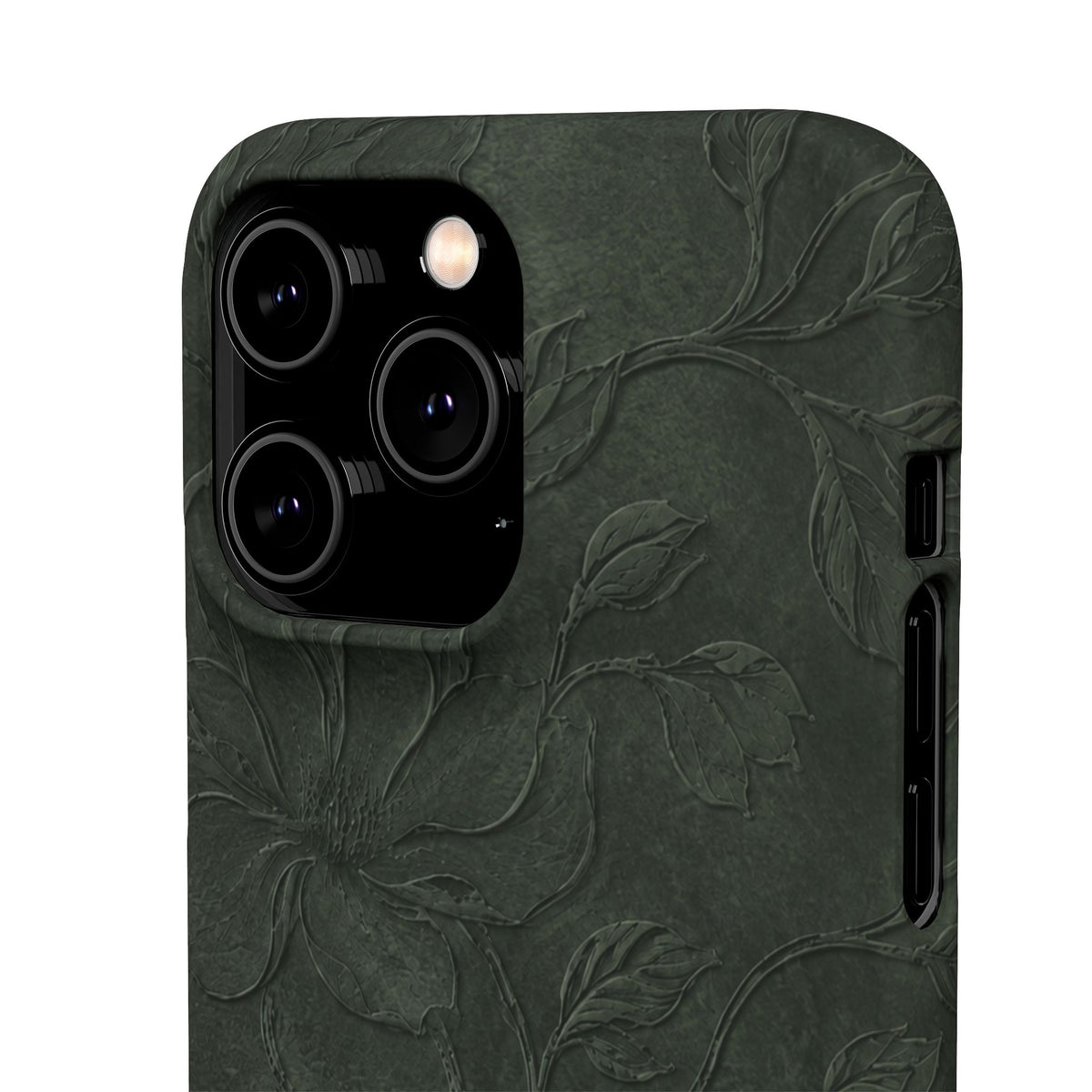 Dark Olive Floral Texture Snap Case