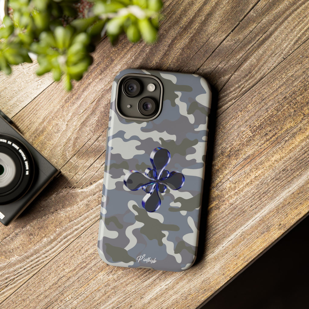 Camouflage with Blue Metallic Clover Tough Case