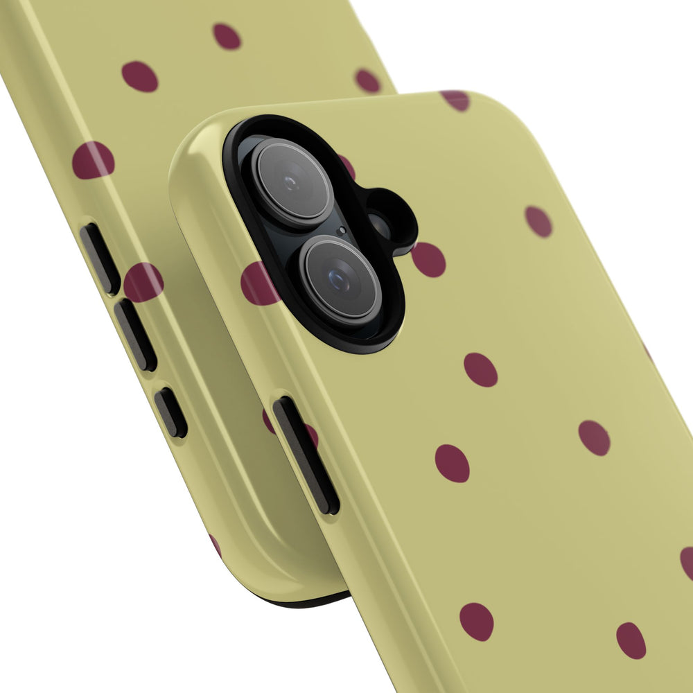 Yellow & Burgundy Polka Dot Tough Phone Case