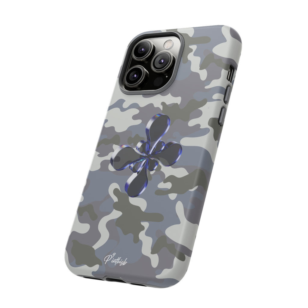 Camouflage with Blue Metallic Clover Tough Case