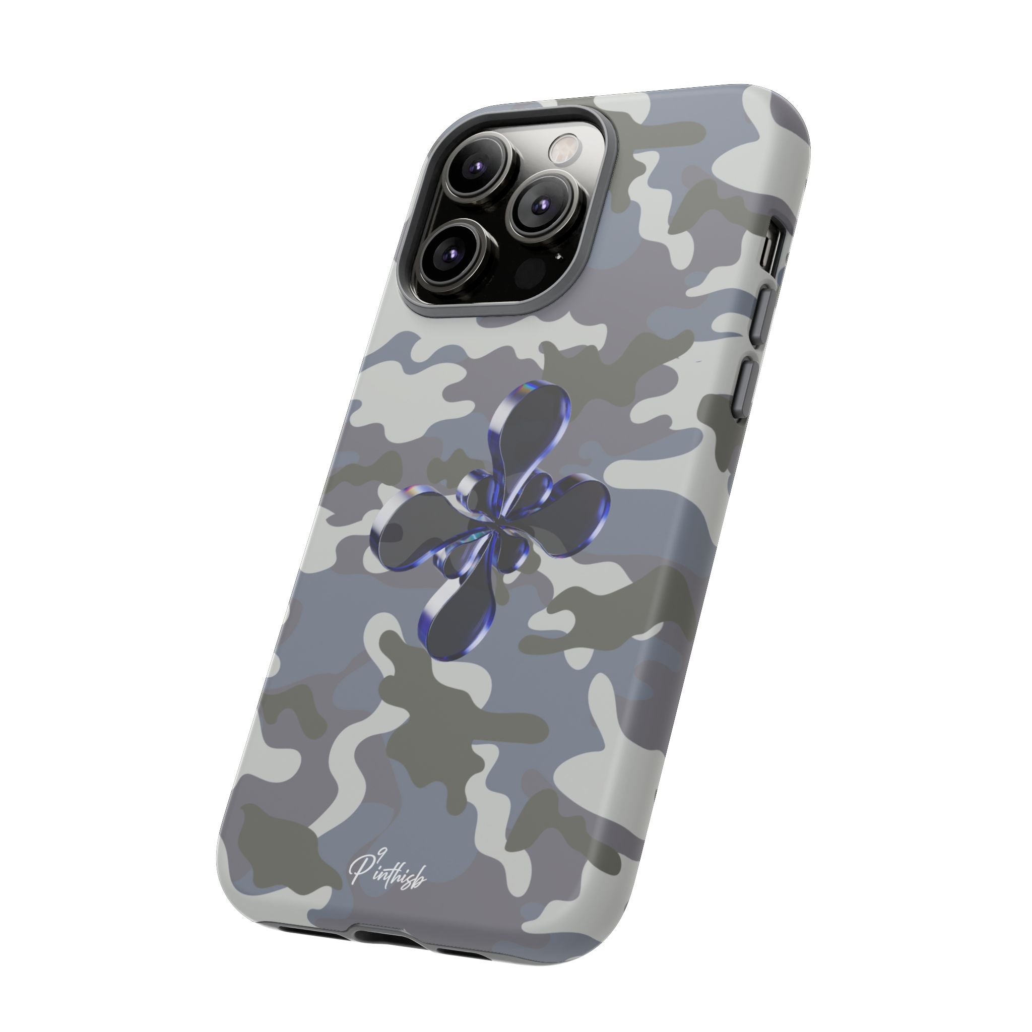Camouflage with Blue Metallic Clover Tough Case