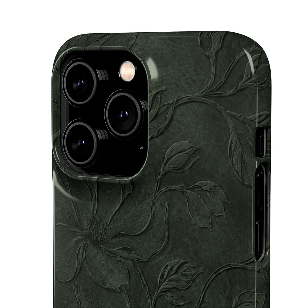 Dark Olive Floral Texture Snap Case