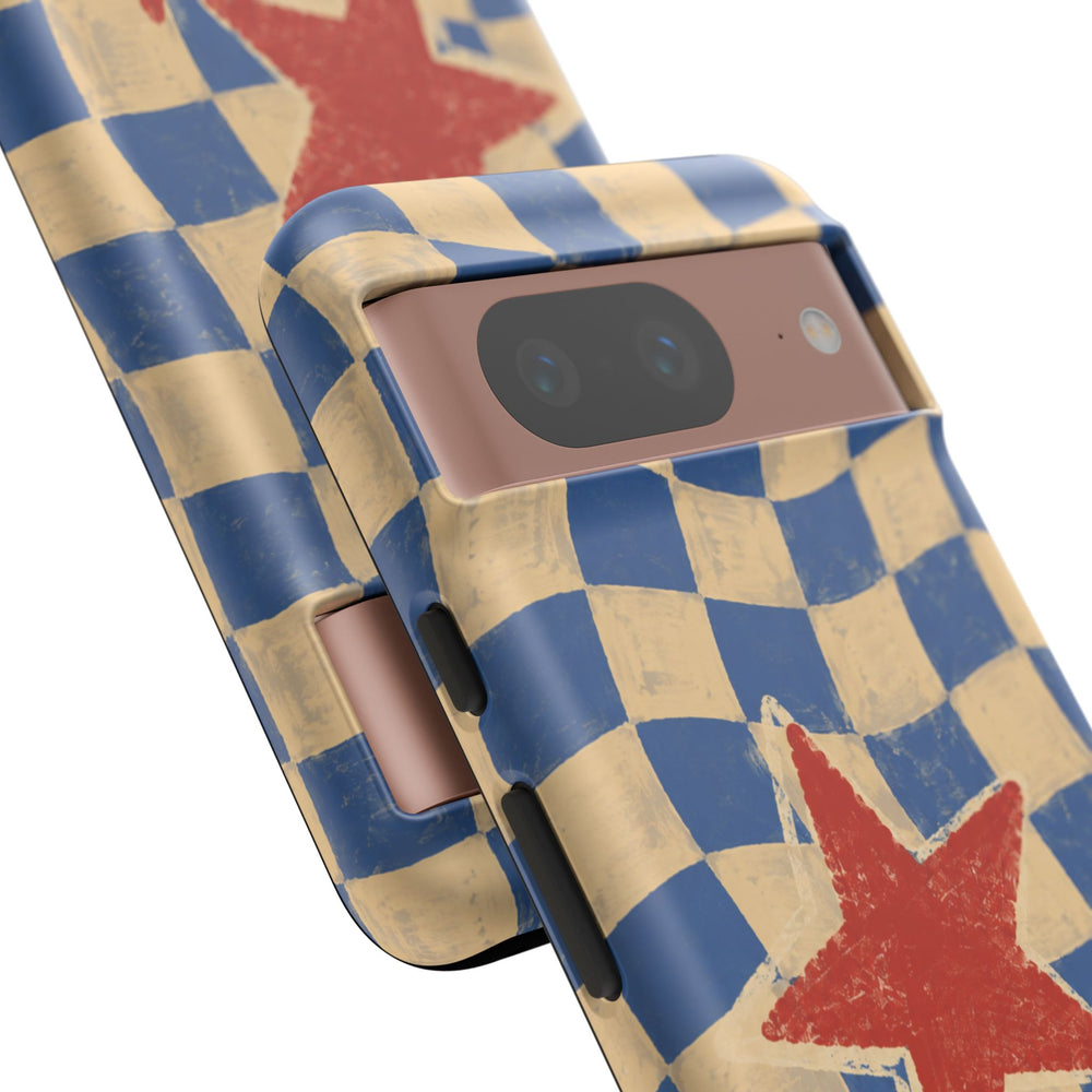 Blue & Cream Retro Star Phone Case