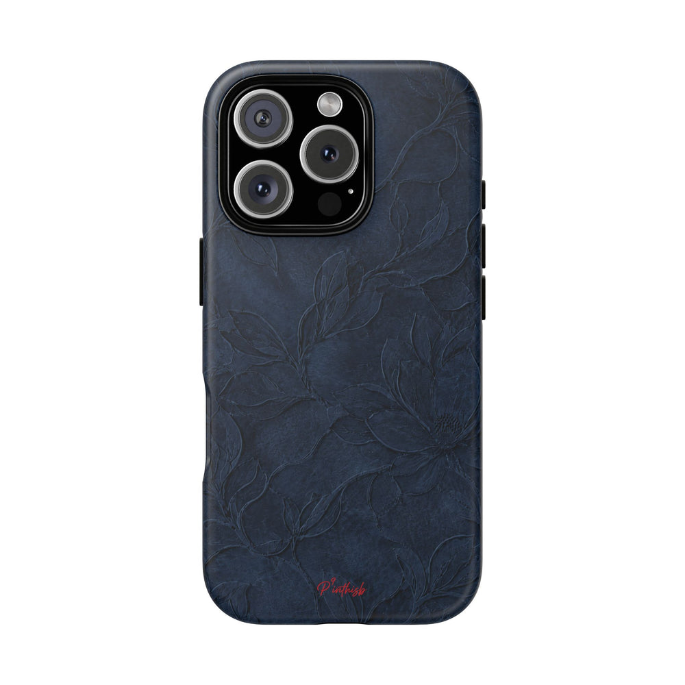 Navy Floral Textured Tough Case