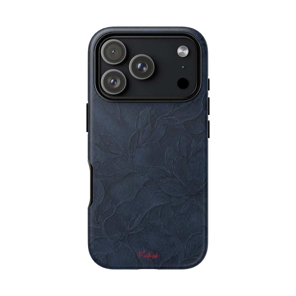 Navy Floral Textured Tough Case