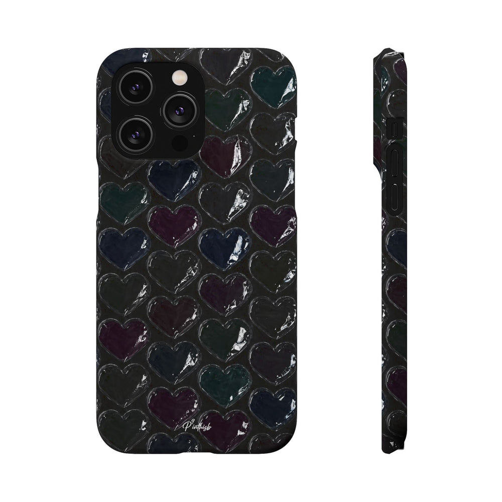 Black Pop Hearts Snap Case