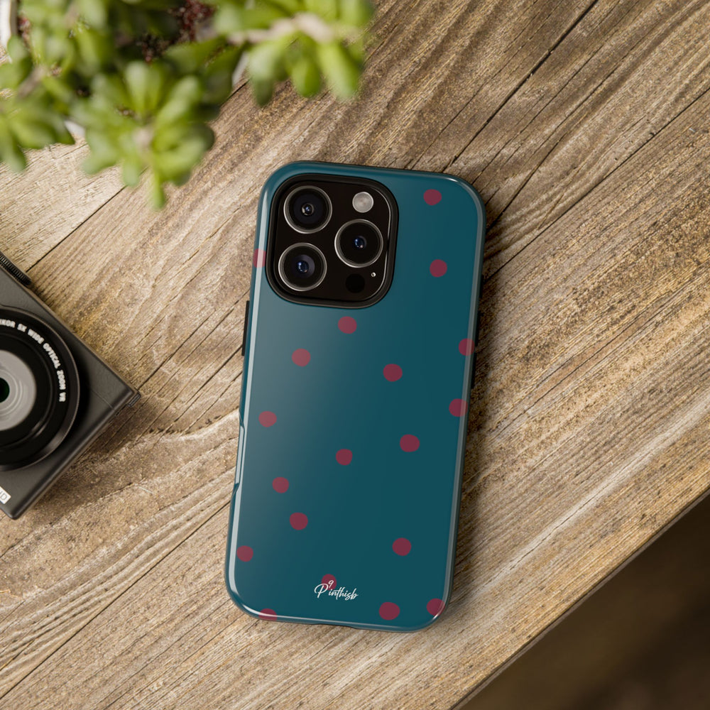 Teal & Burgundy Polka Dot Tough Phone Case