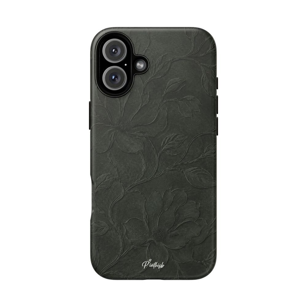 Dark Olive Floral Texture Tough Case