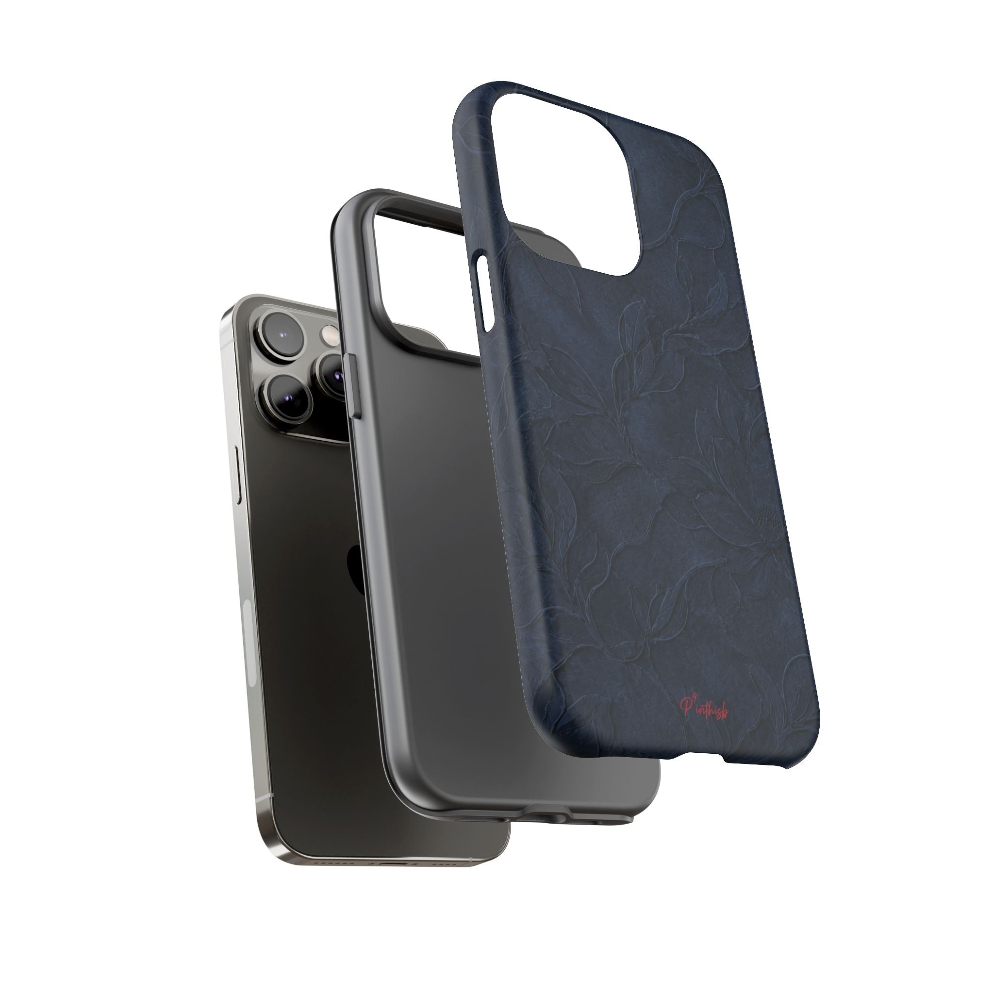Navy Floral Textured Tough Case