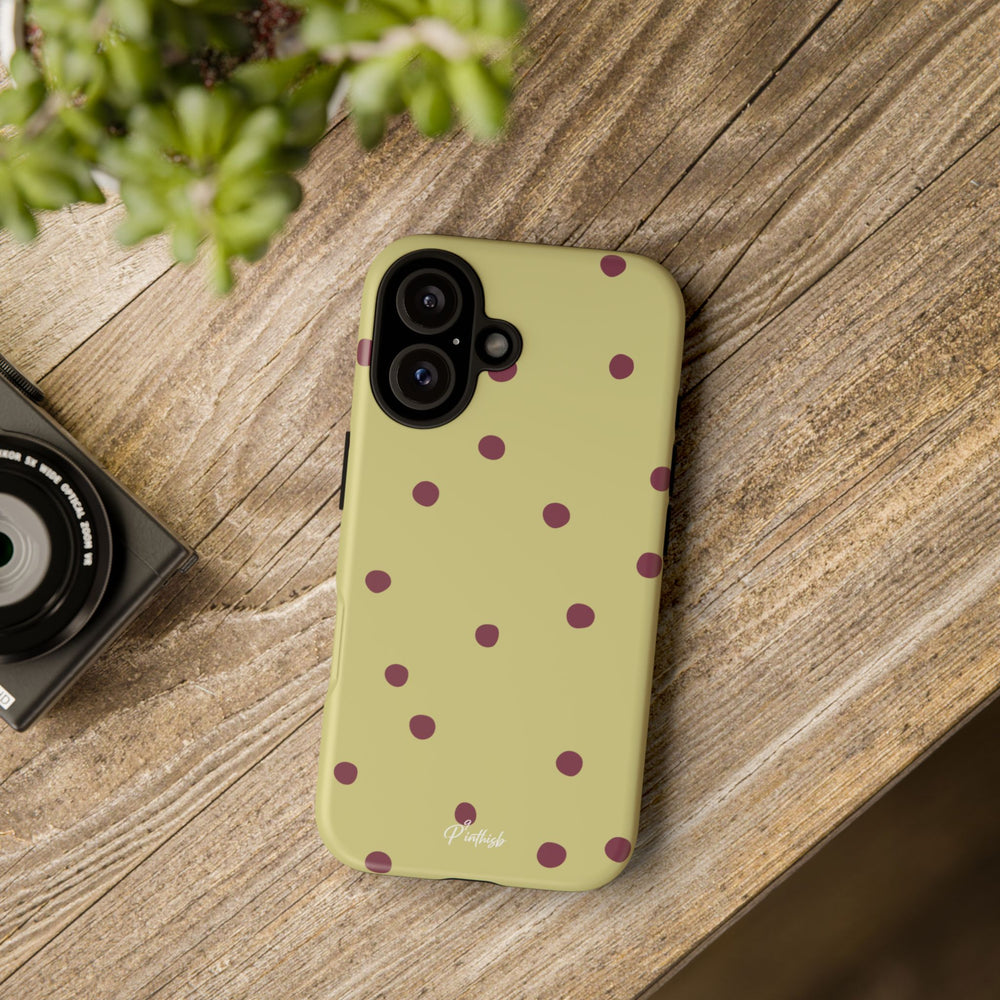 Yellow & Burgundy Polka Dot Tough Phone Case