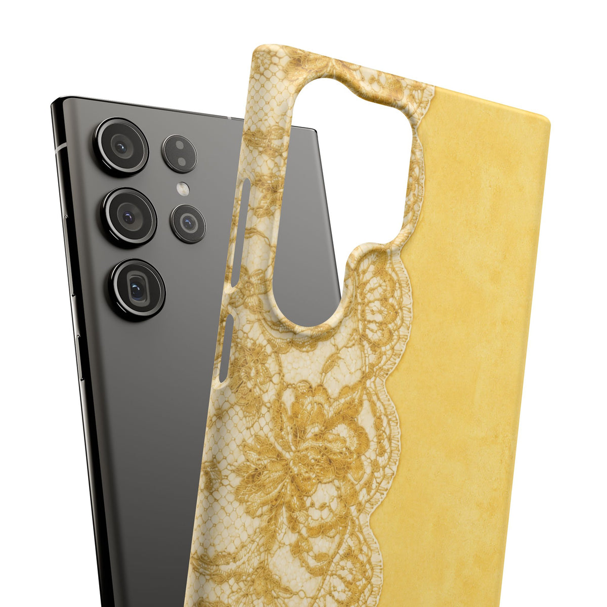 Yellow Vintage Lace Snap Case