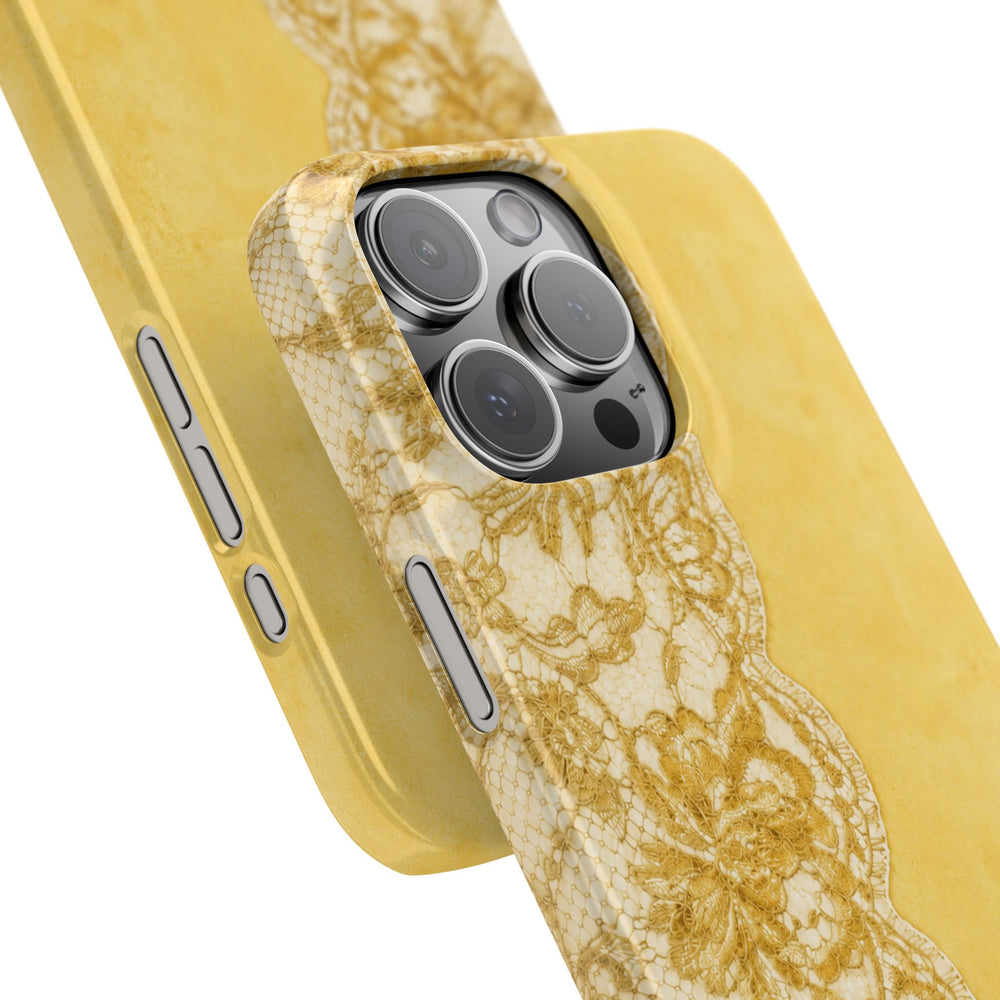Yellow Vintage Lace Snap Case