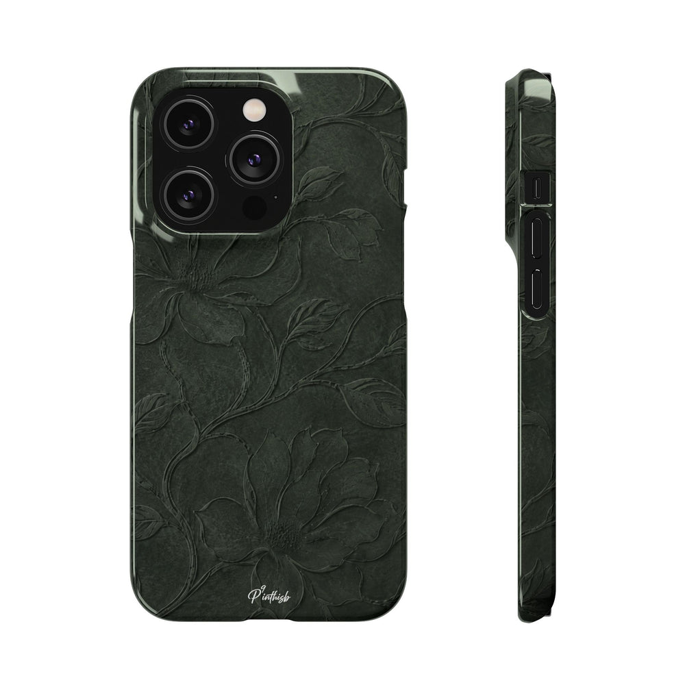 Dark Olive Floral Texture Snap Case