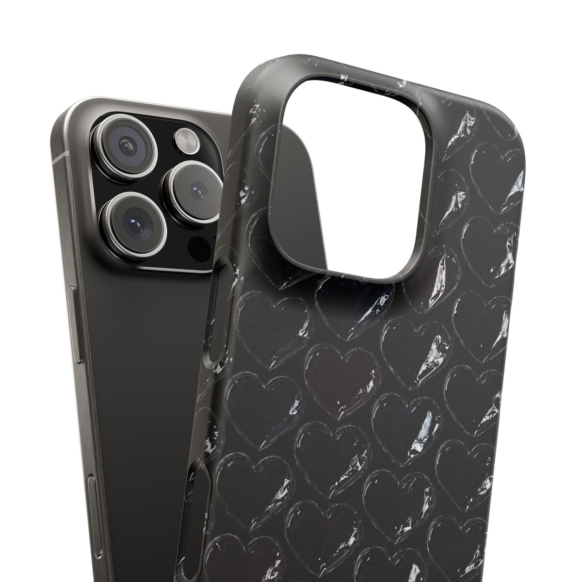 Black Pop Hearts Snap Case