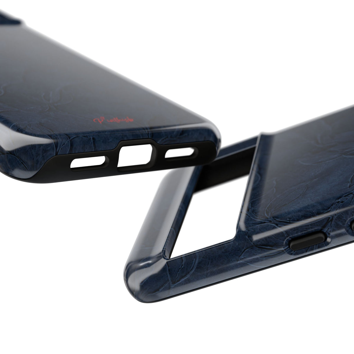 Navy Floral Textured Tough Case
