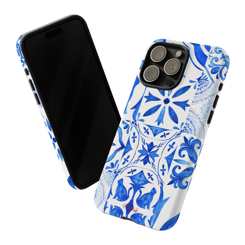Blue Tile Pattern Tough Phone Case