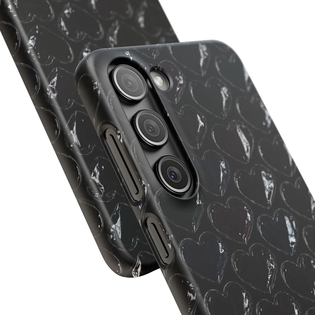 Black Pop Hearts Snap Case