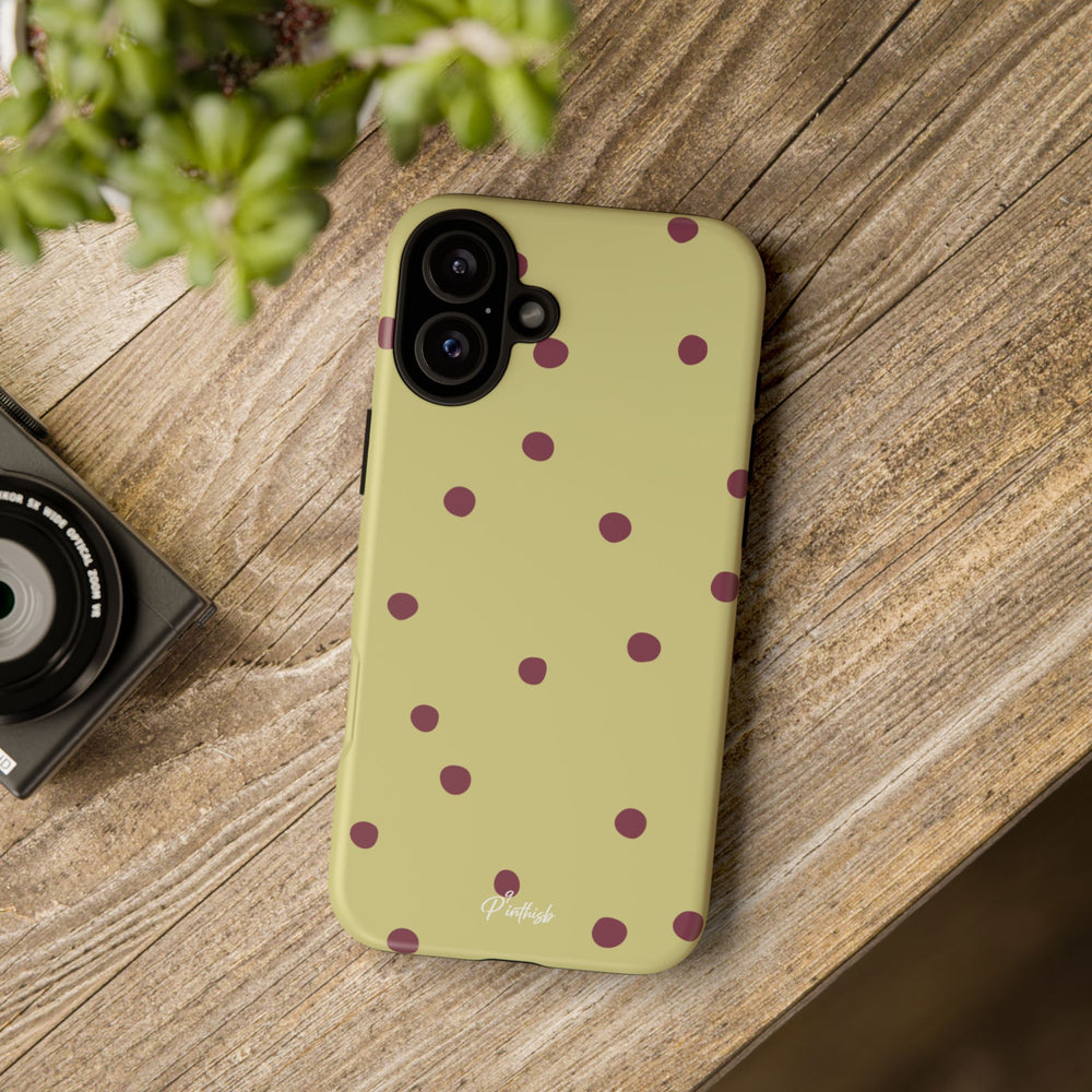 Yellow & Burgundy Polka Dot Tough Phone Case