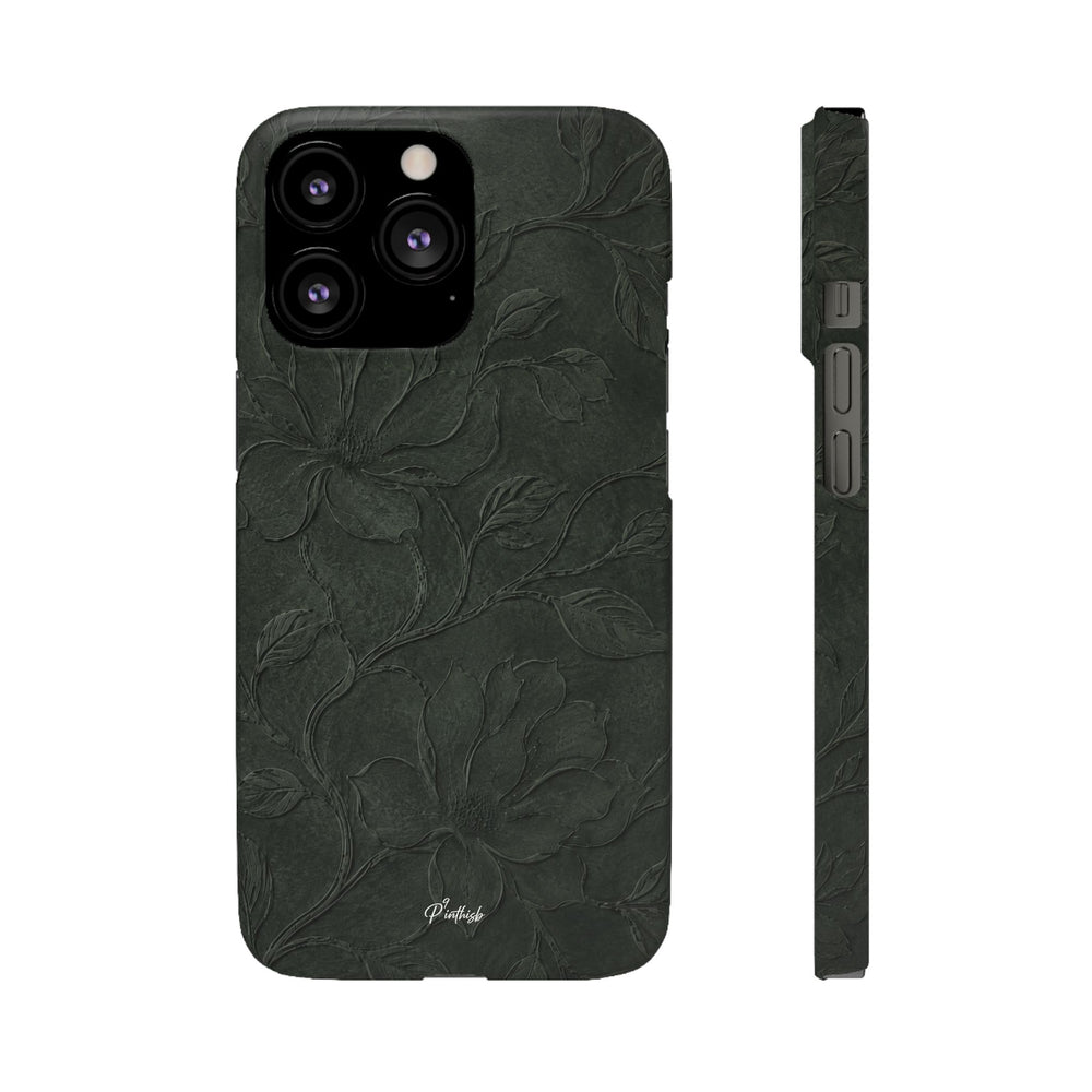 Dark Olive Floral Texture Snap Case