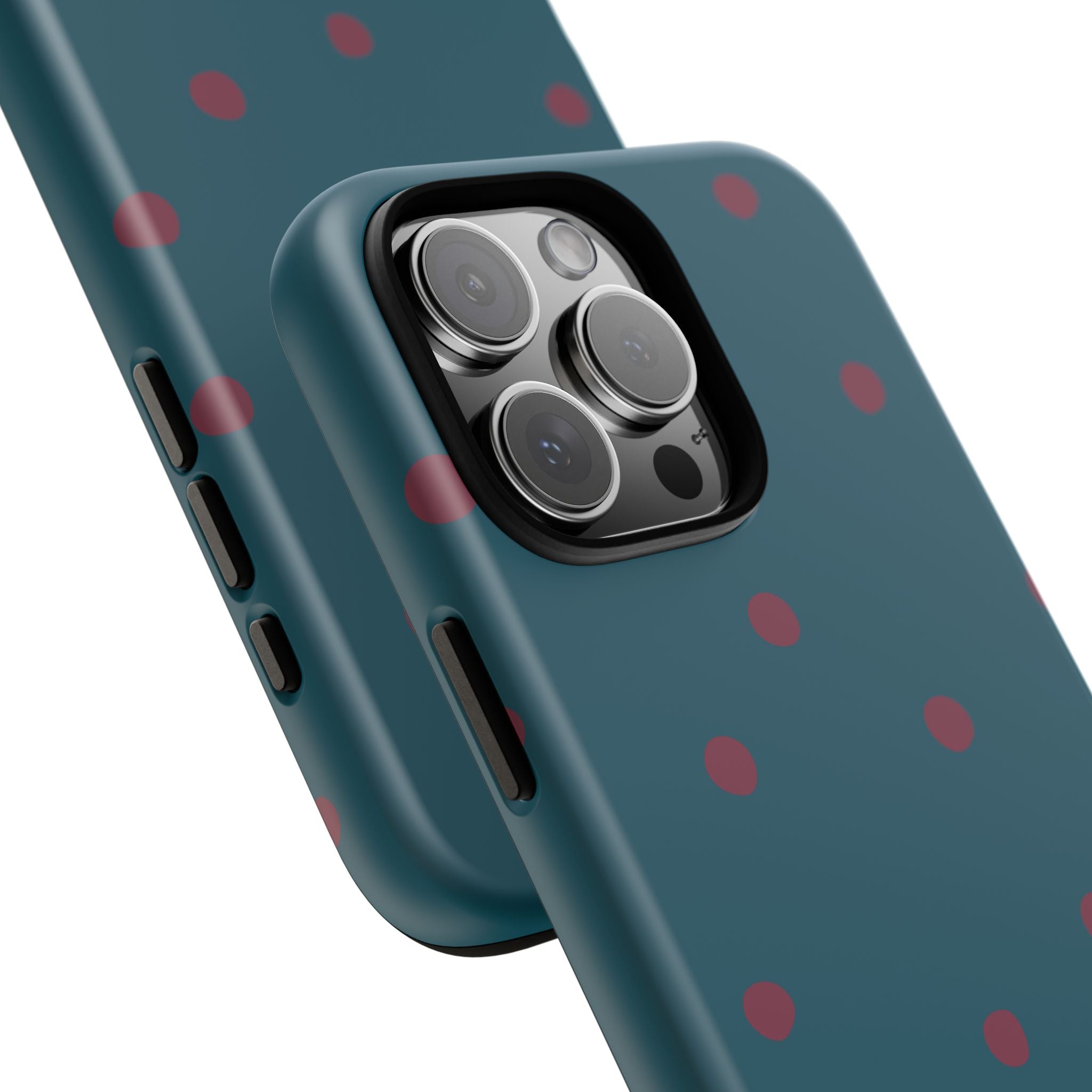 Teal & Burgundy Polka Dot Tough Phone Case