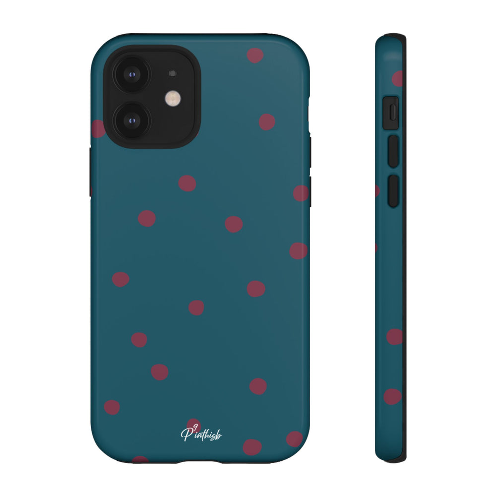 Teal & Burgundy Polka Dot Tough Phone Case