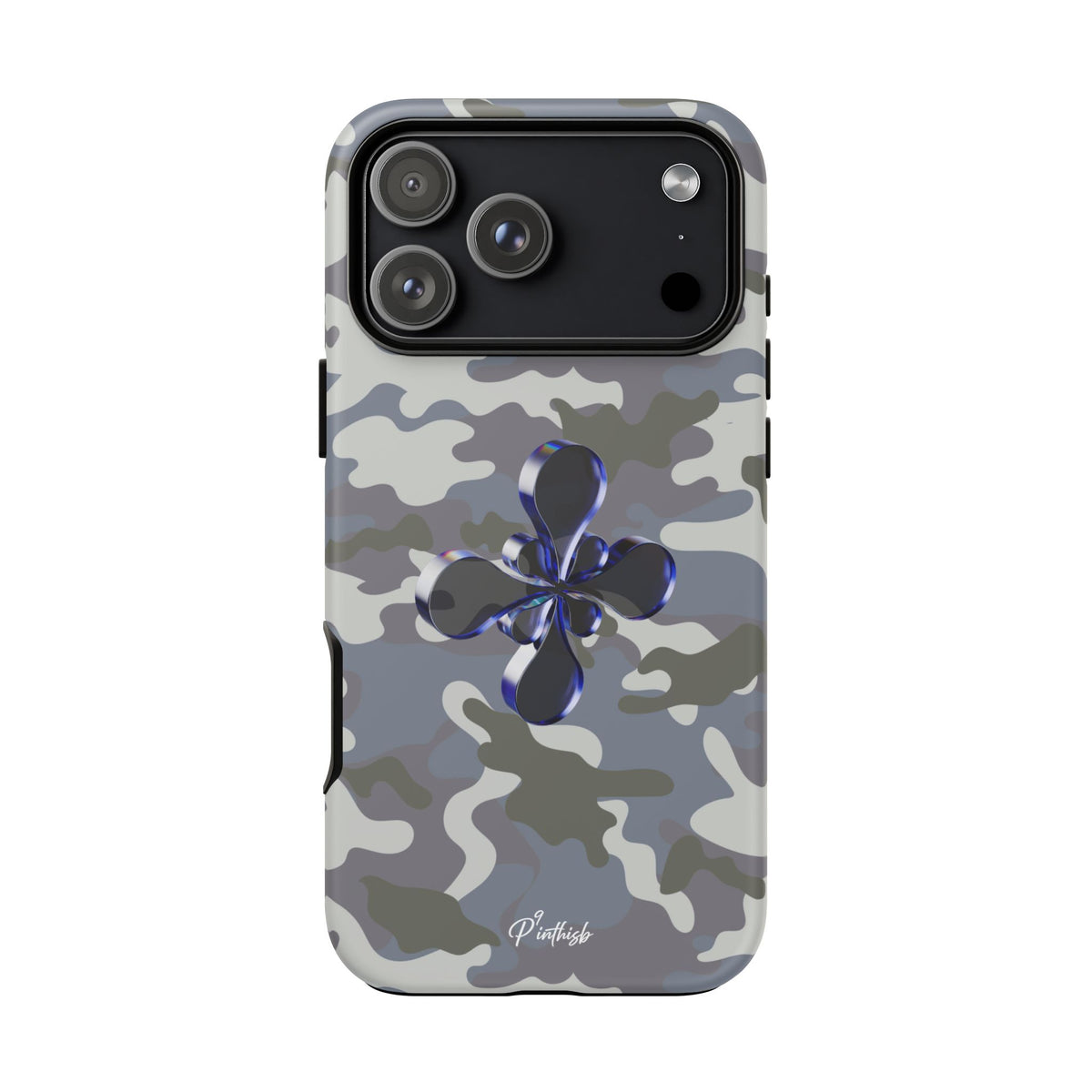 Camouflage with Blue Metallic Clover Tough Case