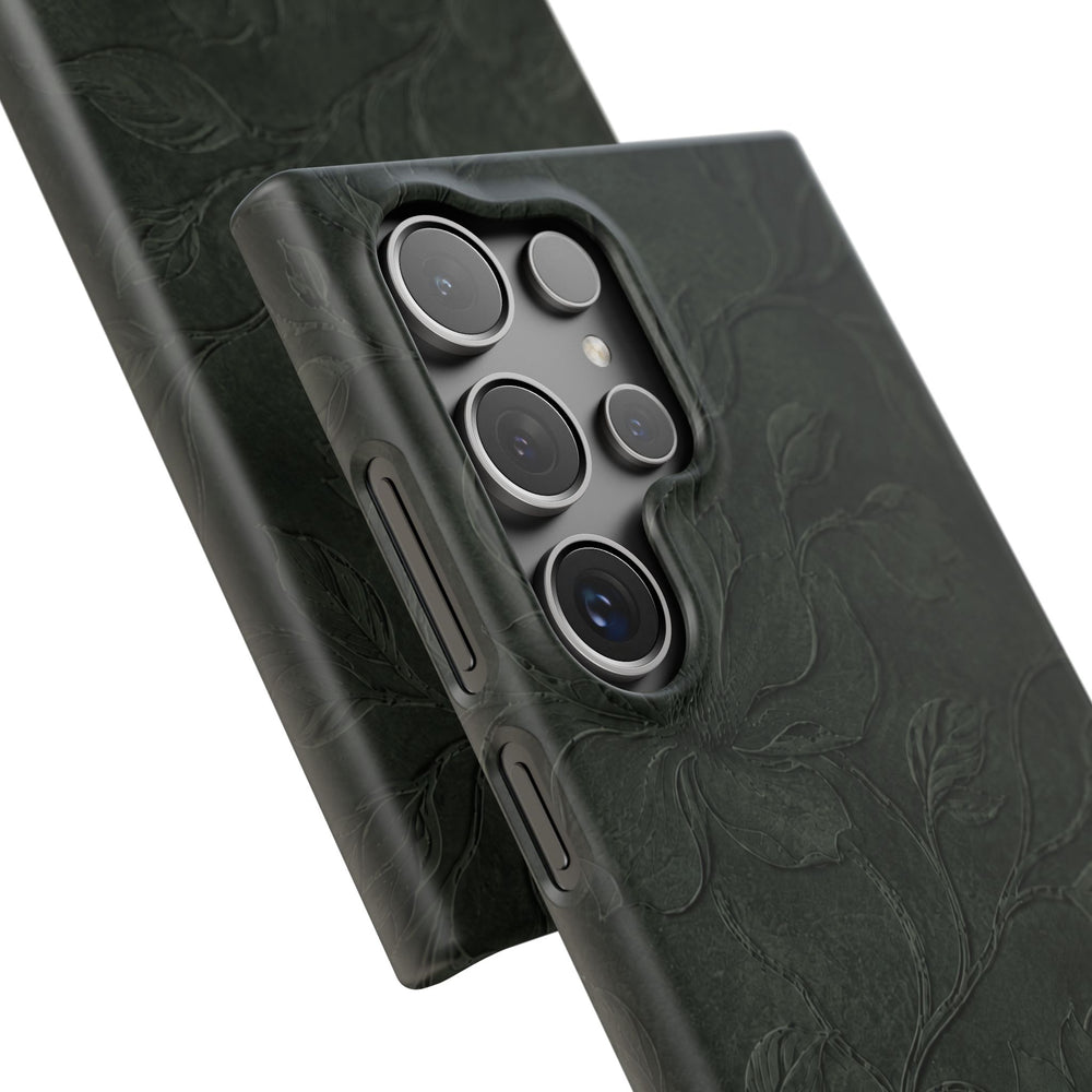 Dark Olive Floral Texture Snap Case