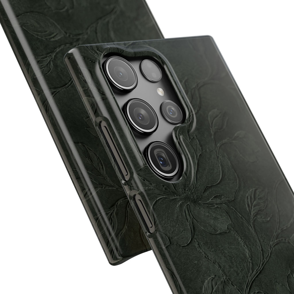 Dark Olive Floral Texture Snap Case