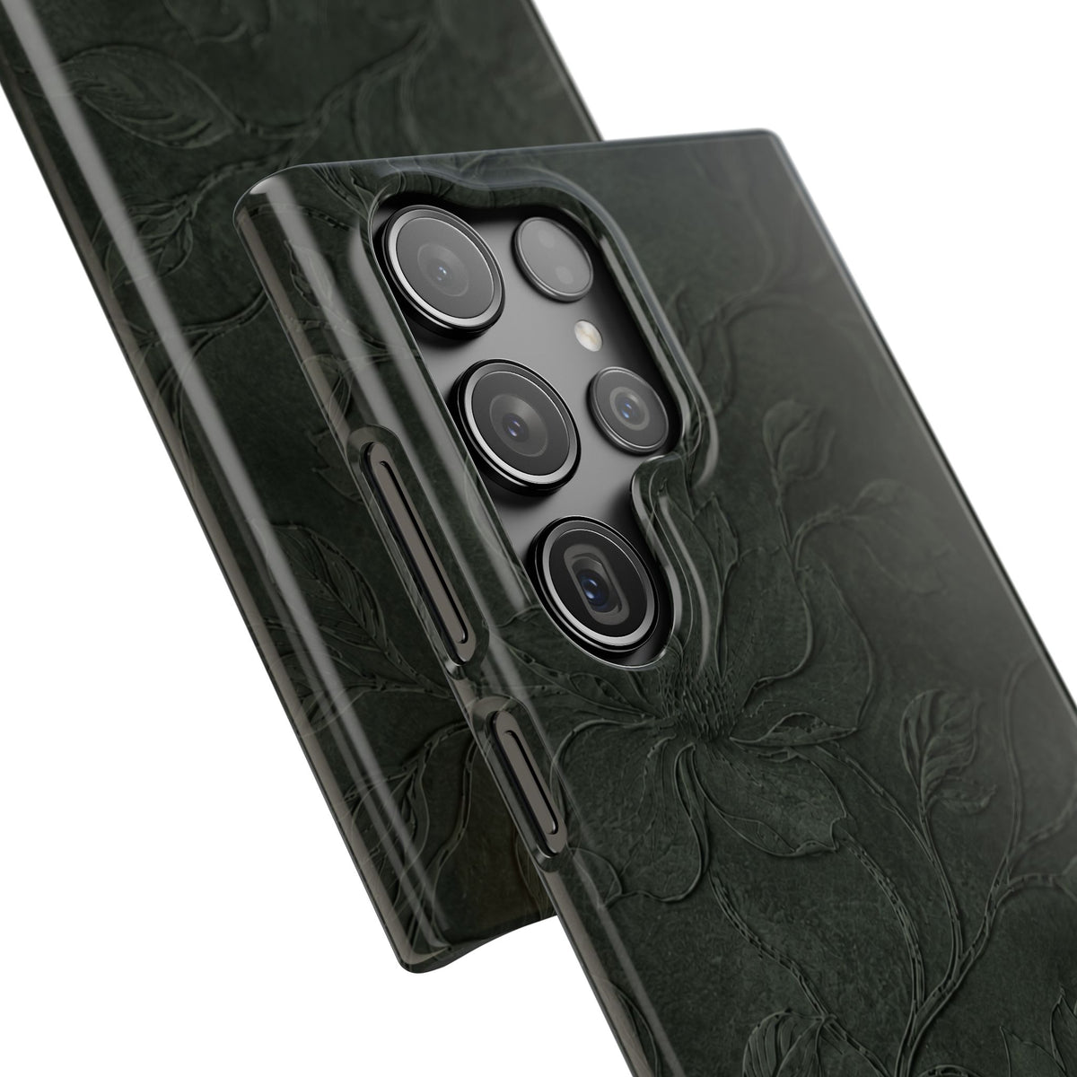 Dark Olive Floral Texture Snap Case