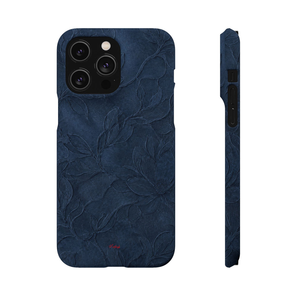 Navy Floral Textured Snap Case
