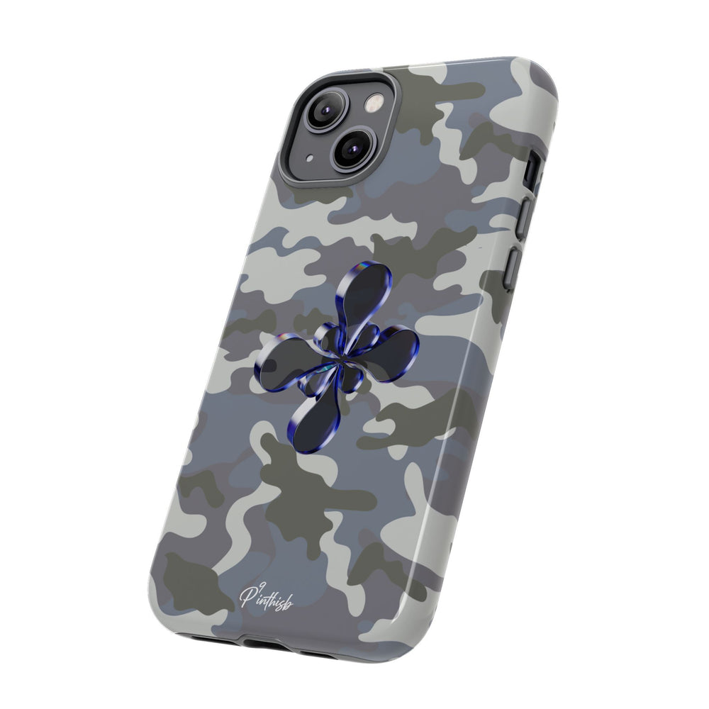 Camouflage with Blue Metallic Clover Tough Case