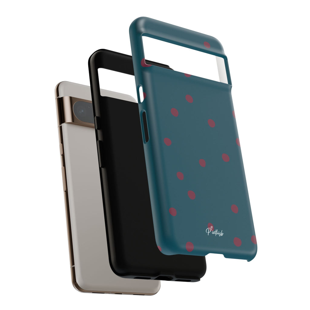 Teal & Burgundy Polka Dot Tough Phone Case