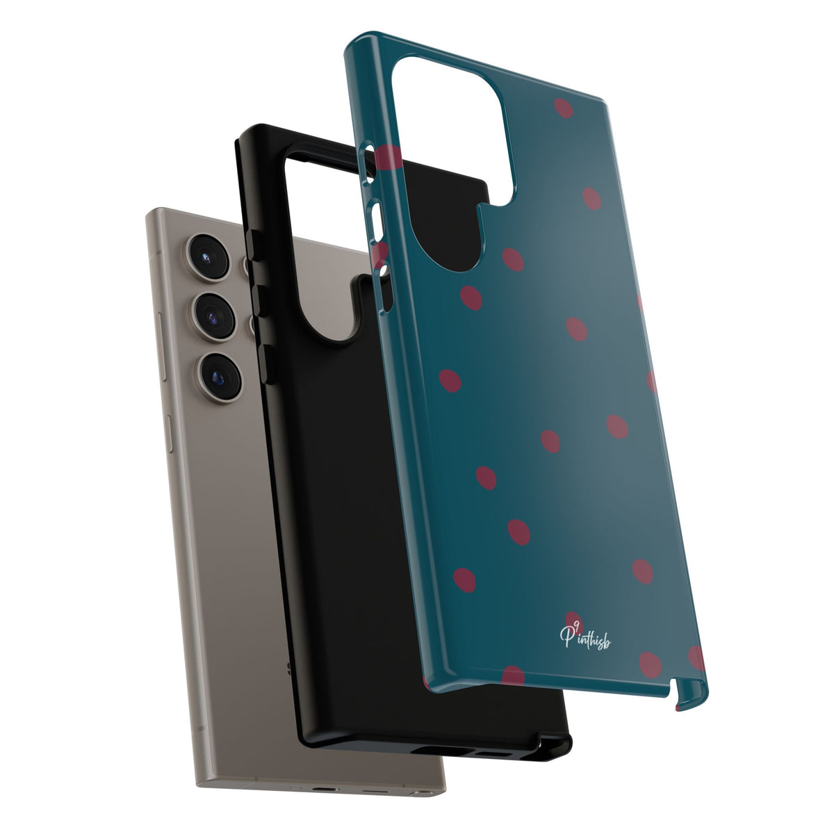 Teal & Burgundy Polka Dot Tough Phone Case