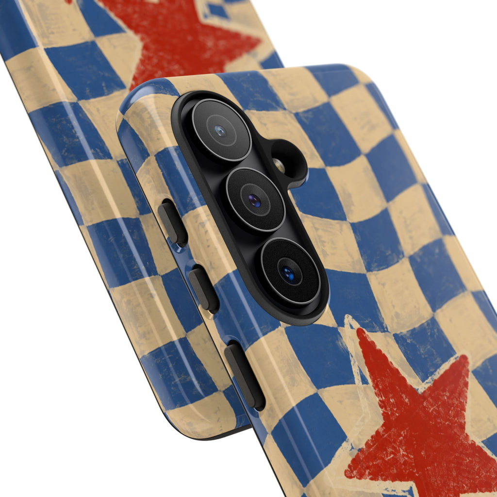 Blue & Cream Retro Star Phone Case