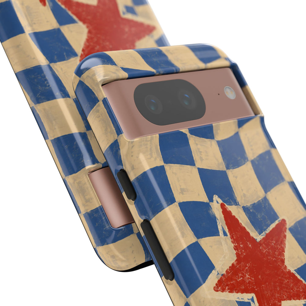 Blue & Cream Retro Star Phone Case