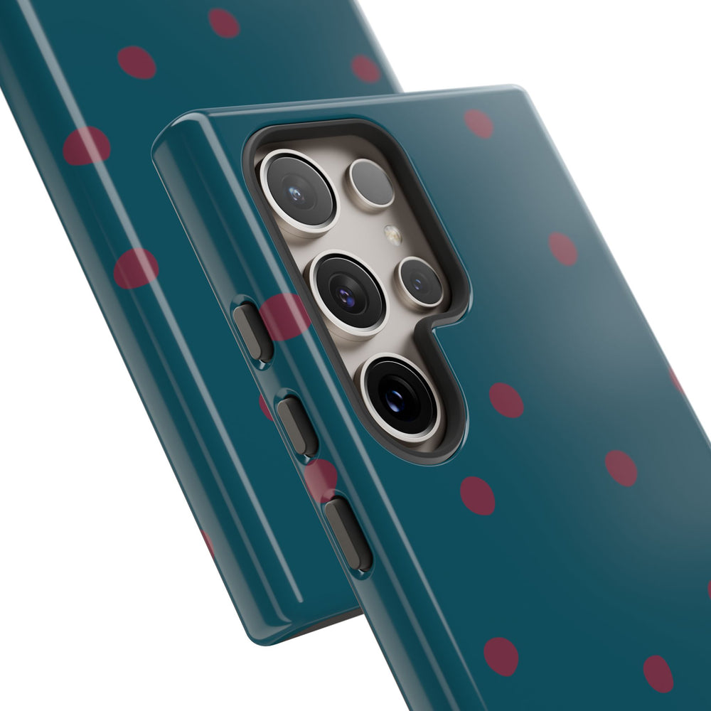 Teal & Burgundy Polka Dot Tough Phone Case