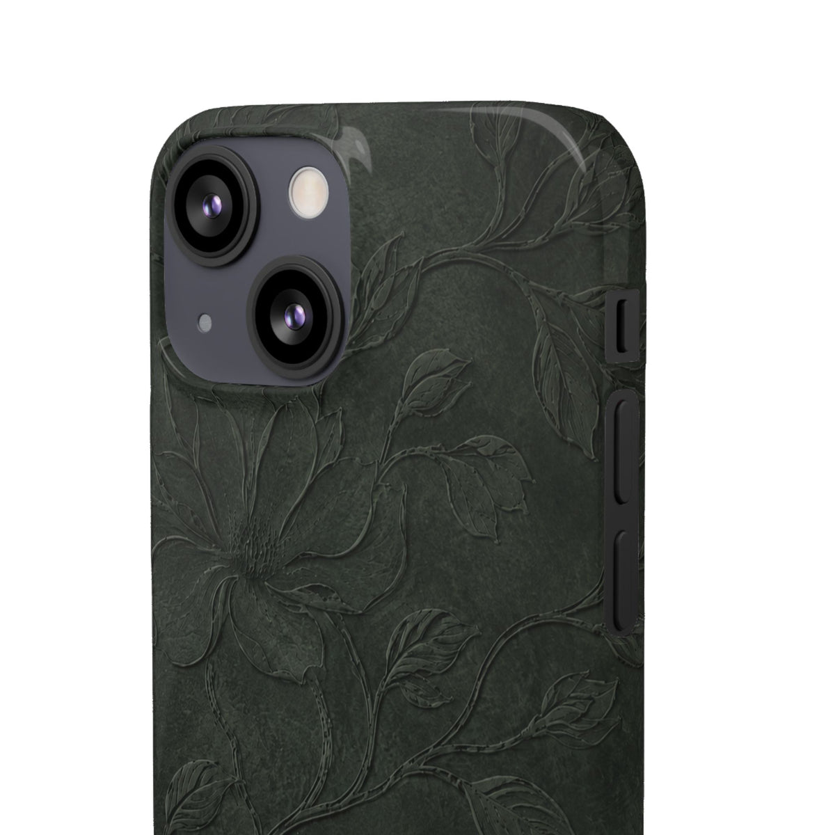 Dark Olive Floral Texture Snap Case