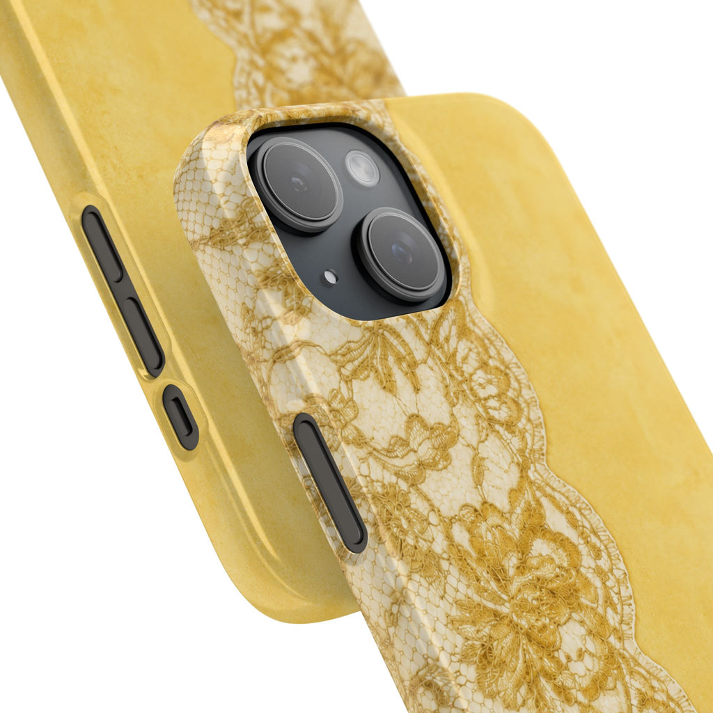 Yellow Vintage Lace Snap Case