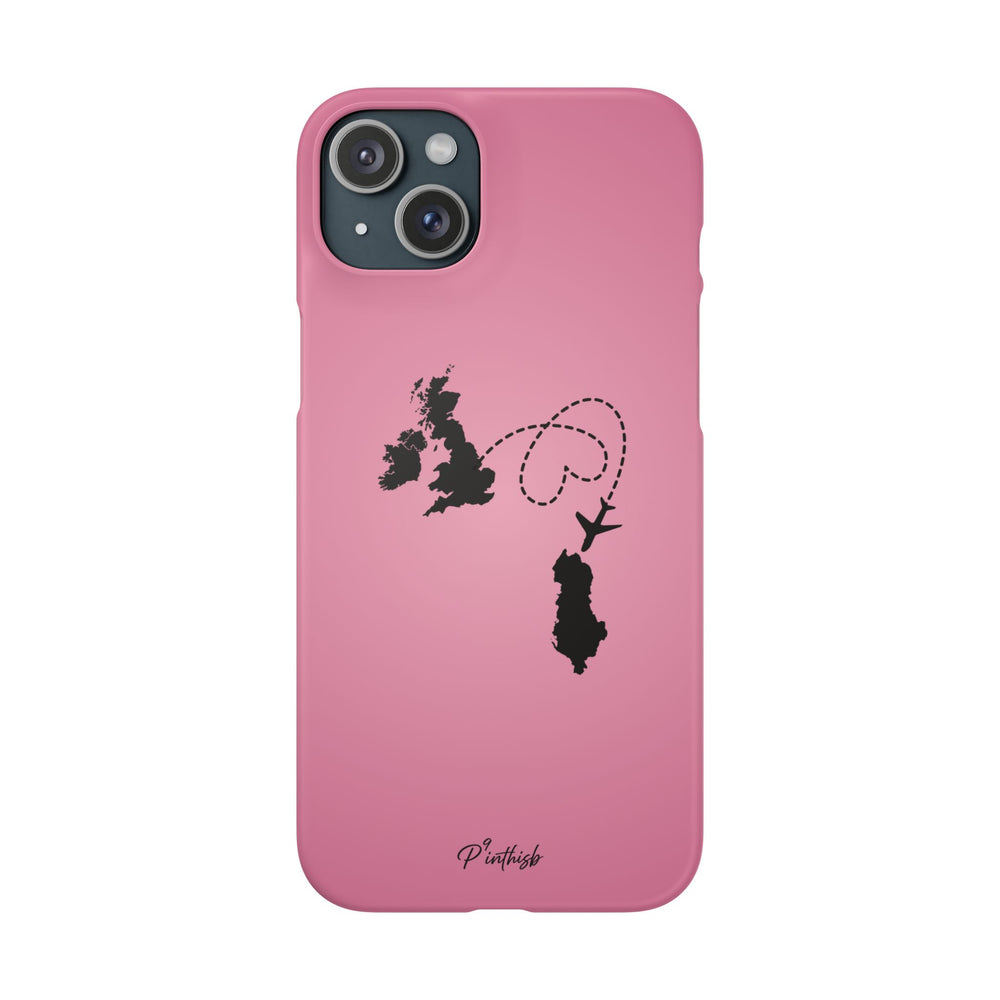 UK to Albania Pink Snap Phone Case