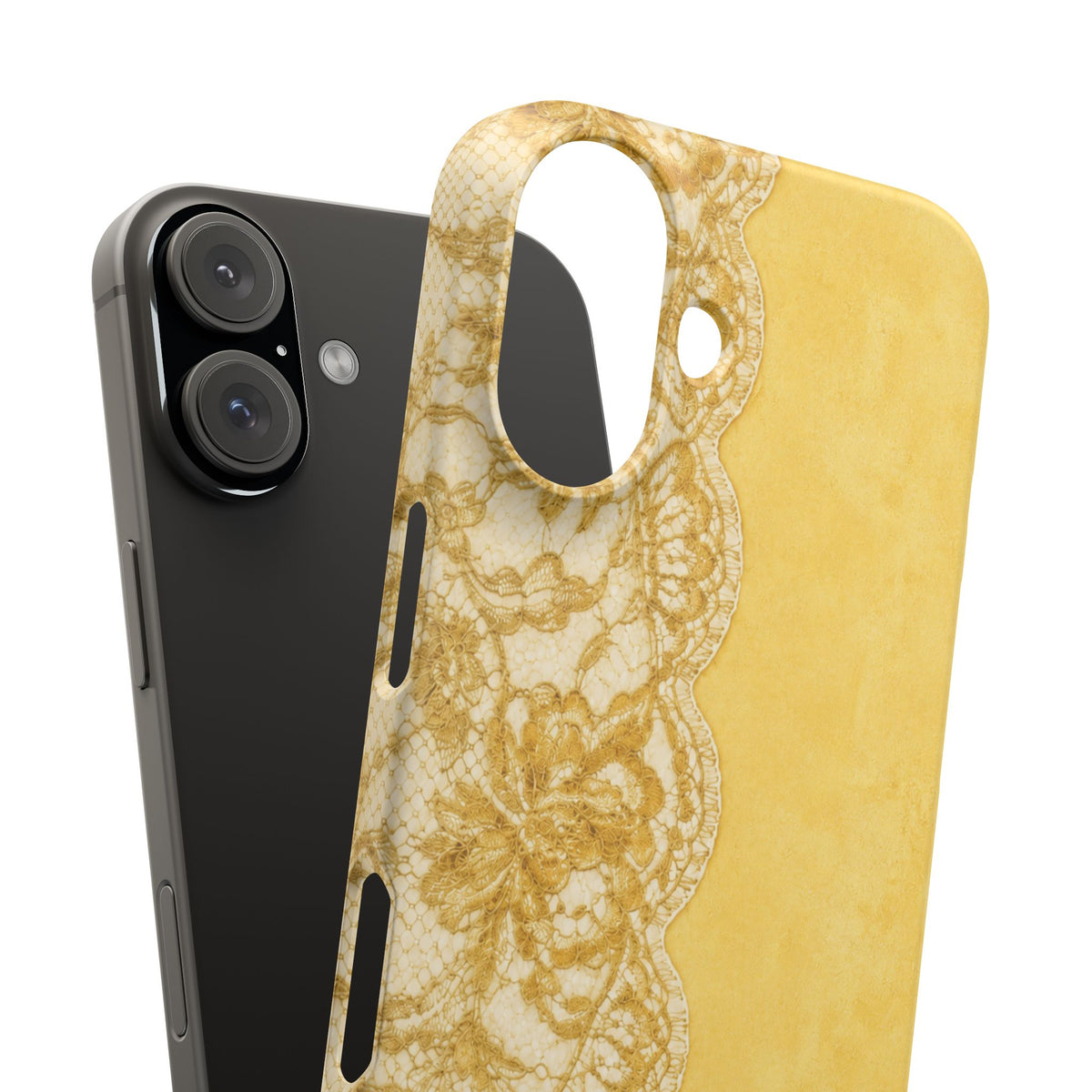 Yellow Vintage Lace Snap Case