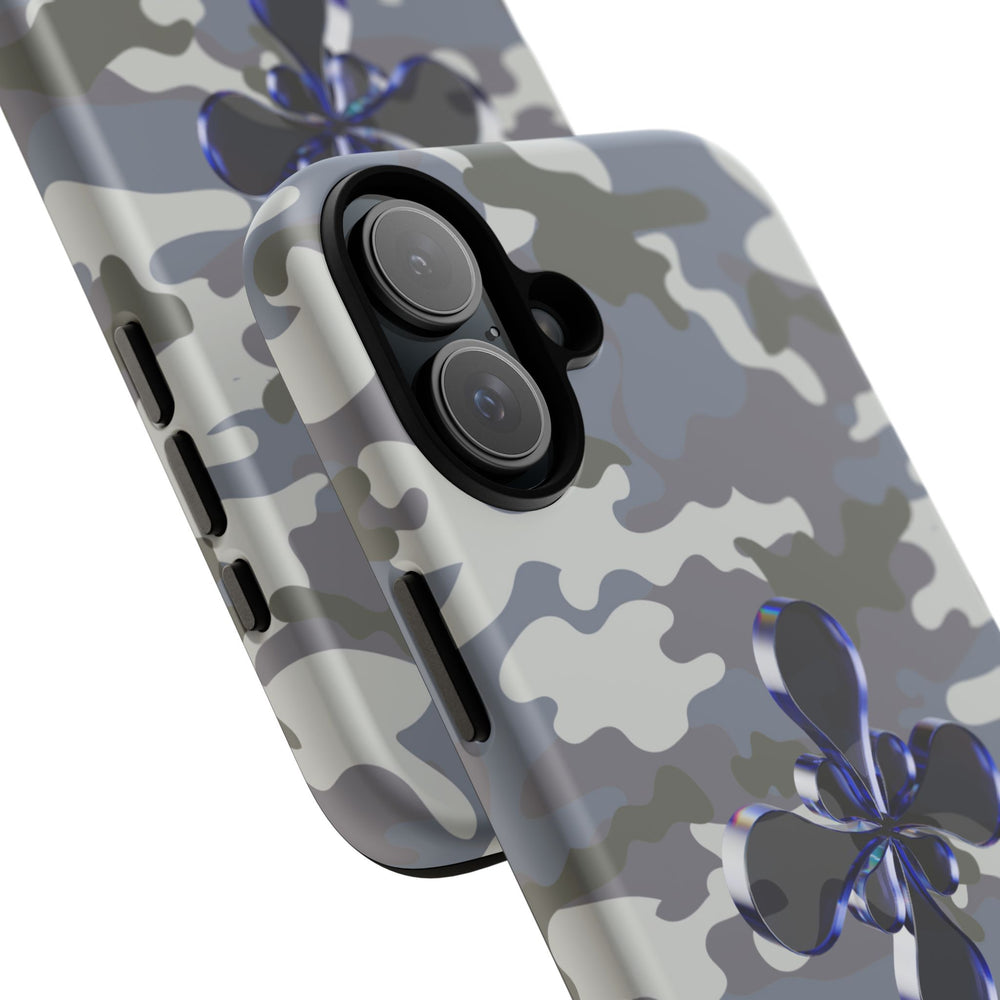 Camouflage with Blue Metallic Clover Tough Case