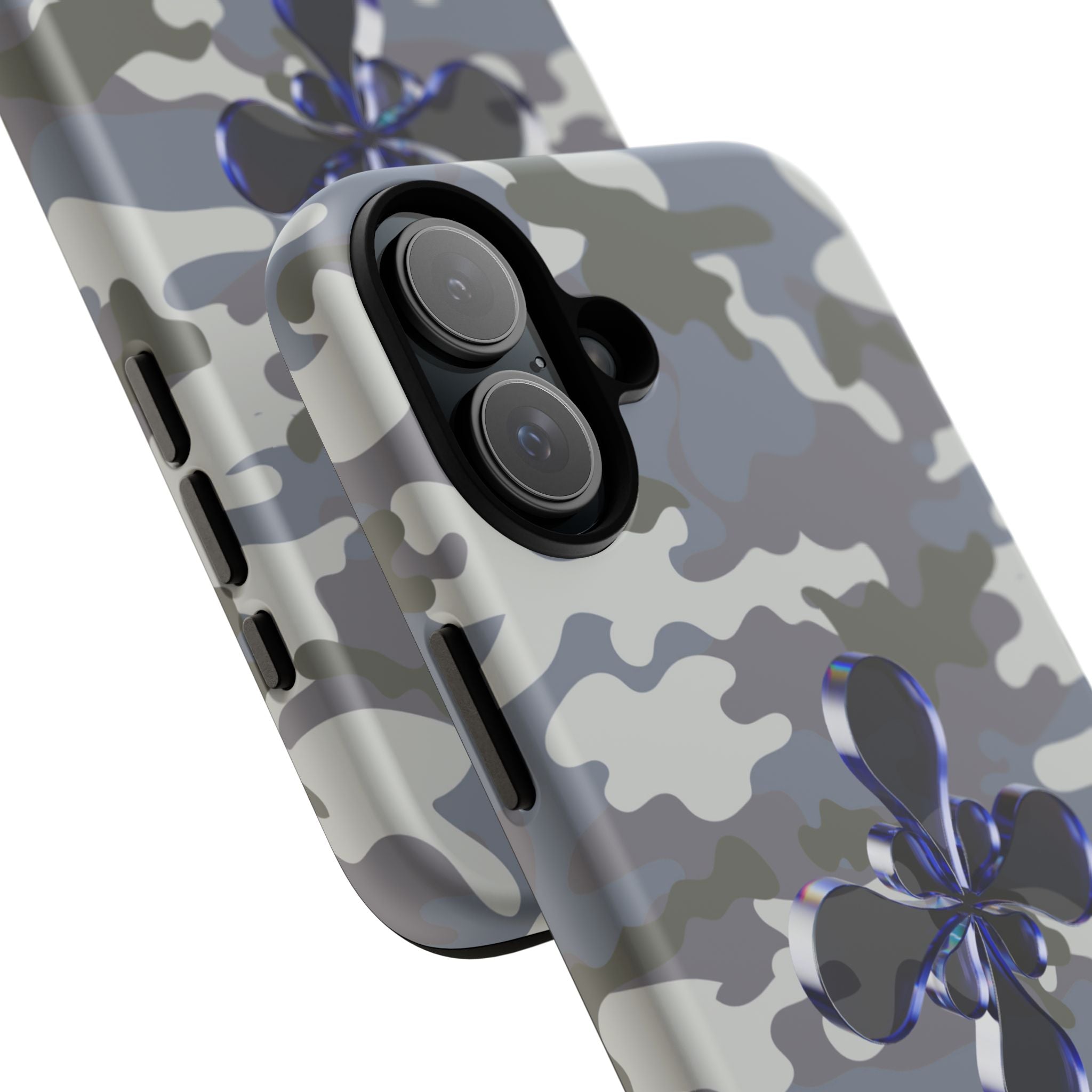 Camouflage with Blue Metallic Clover Tough Case