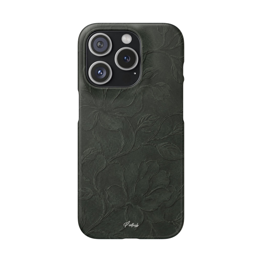 Dark Olive Floral Texture Snap Case