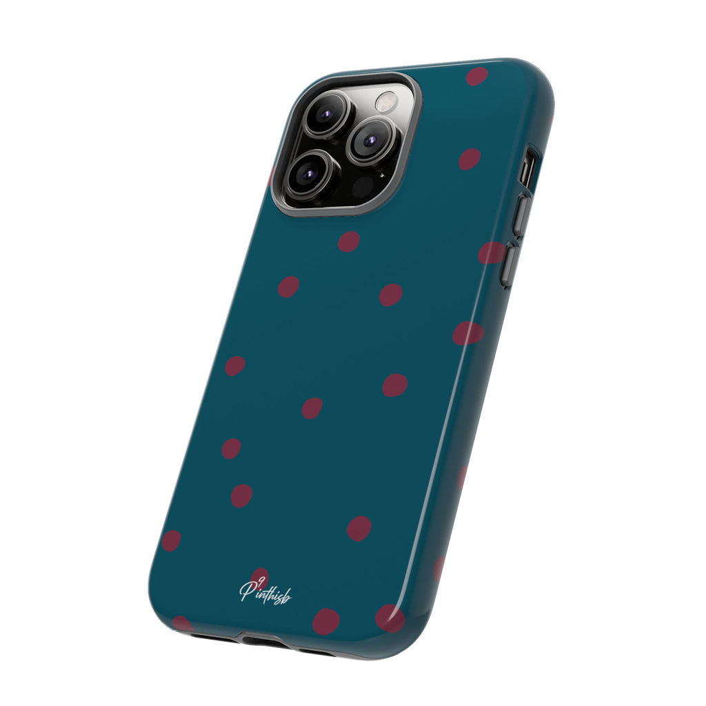 Teal & Burgundy Polka Dot Tough Phone Case